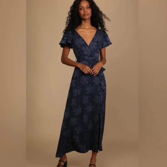 princess polly baby blue dress Lulus drop hem jacquard maxi dress in green and blue floral